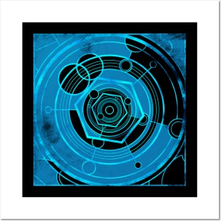 Weathered Clockwork - Light Blue (Gallifreyan inspired) Posters and Art